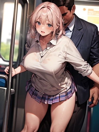 ((Men and women having sex on a crowded train)), (Doggish sex), a man who puts a penis in a girl's vagina from behind, ((sex)), (standing sex from back), (A fat middle-aged man in a jersey hugging a girl with a sweaty shirt from behind), a sweaty girl, a m...