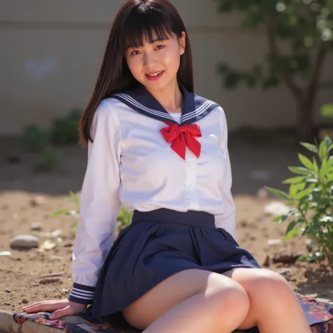 Mika, 3d, 1girl, solo, perfectly focused, best focus, realistic skin texture, masterpiece, highest quality, photorealistic, (school uniform:1.5, frilled skirt:1.5, panty shot), outdoor