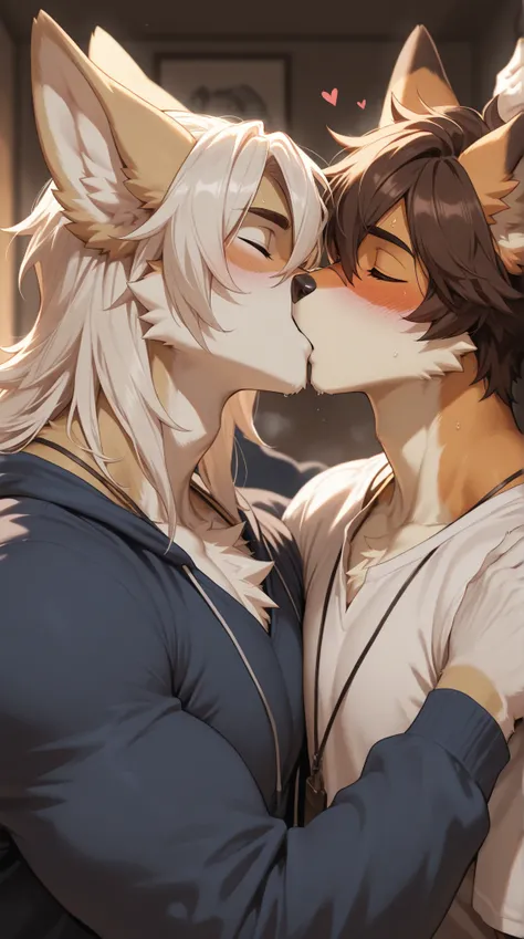 Source_furry, (((2boys))), furry, anthro, kissing 