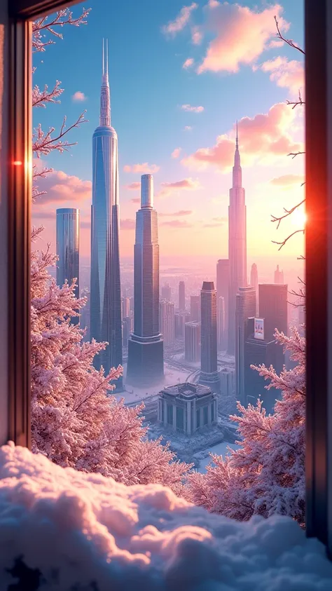 [high resolution], [masterpiece], [best quality], [ultra detailed], 8k, RAW not human

［anime style 0.8］
Outside the window、 skyscrapers、Can't see the scenery 、 bright、sunny、winter、There is no snow