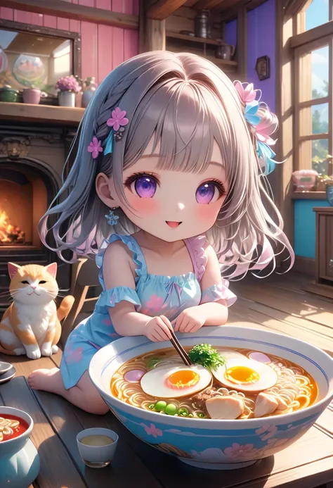 (masterpiece, ultra-detailed, best quality, clear focus, dramatic scene, cinematic), shadow, (ultra-high resolution, 8k), perfect anatomy, perfect face, (detailed face, detailed eye, chibi), cute Japanese chibi girl, famous Japanese chibi idol, very beauti...