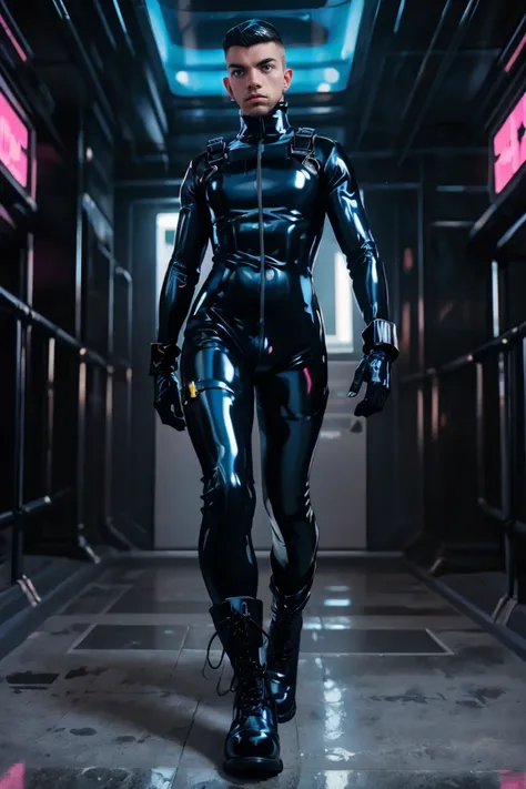 masterpiece,
extremely fine and beautiful,
Vibrant poses,
Raised sexy,
(White tight white gloves),
(skinny body shape),
big bulge,
(Navy blue Rubber Suit),
(Black Rubber Head),
(Black harness),
(Yellow bangle),
(Black army boots),
(full-body blush),
(High ...