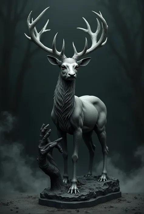 Black hand deer statuette 