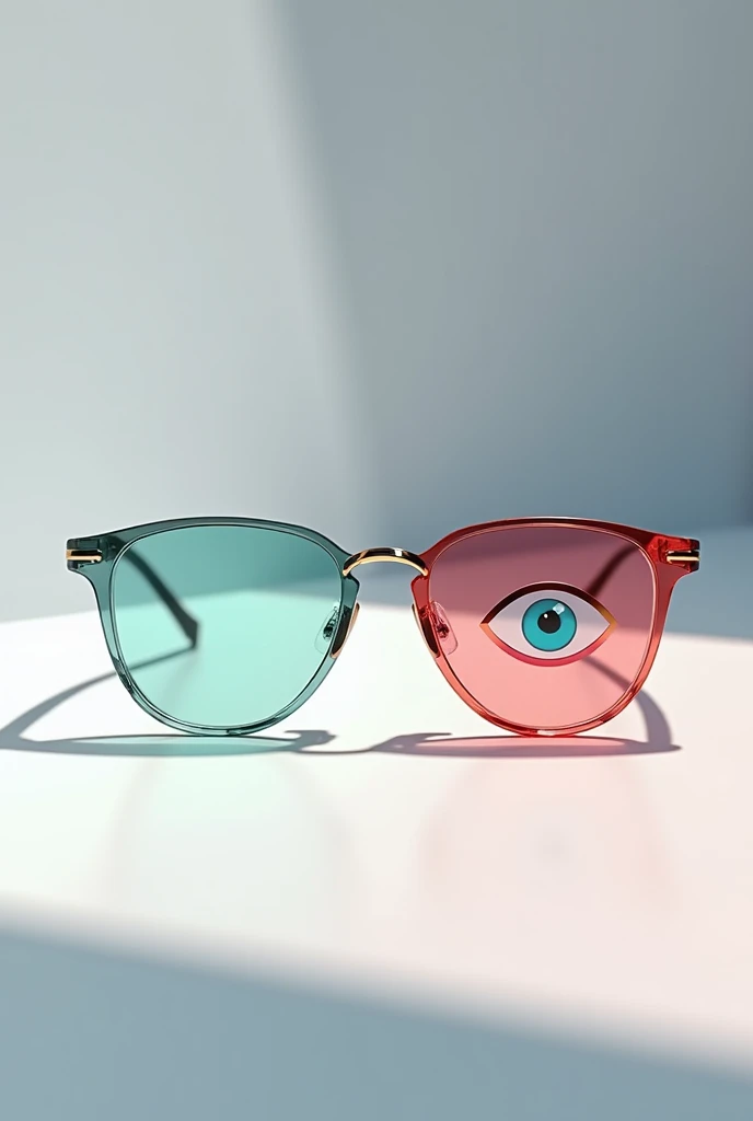 Glasses with eye logo and colours 