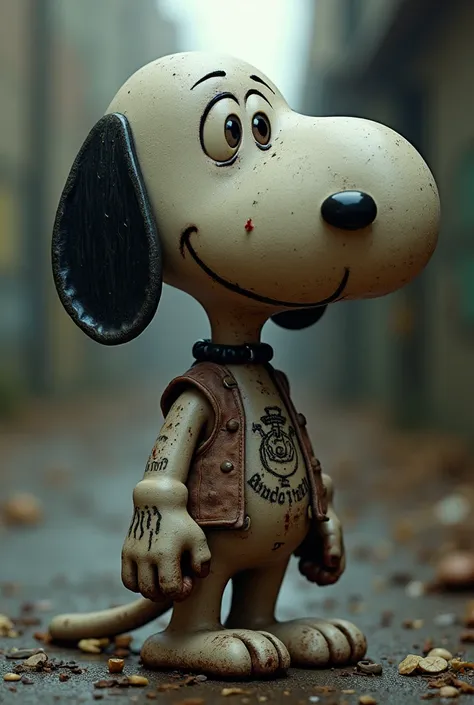 Snoopy emaciated ,  drug addict with tattoos and scars on his face