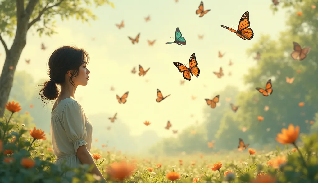 But every time the  closed her eyes,  she could see the butterflies dancing in the air ,  bringing joy and light to the world .