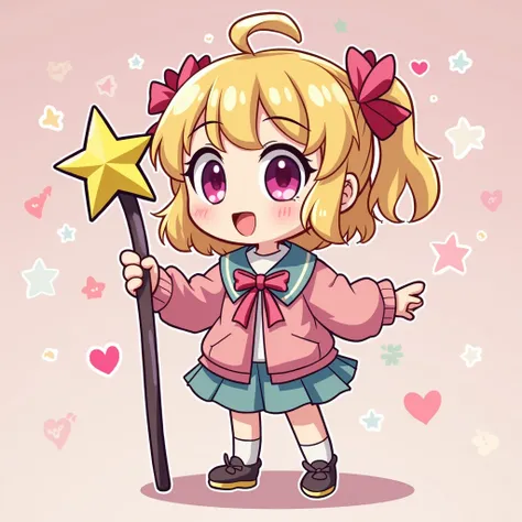  star cane anime with a star cane in her hand,  cute little,  Art style anime Moe  , , shirabii, Hajime Yatate, Gap moe yandere, Wataru Kajika , senko-san, fofo,  Neferpitot, Mikudayo, ,  2D anime style 