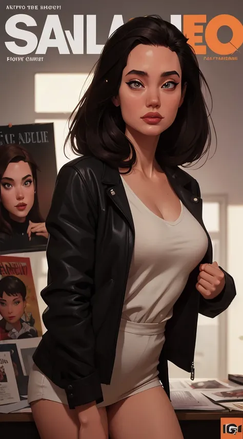 a close up of a woman in a black jacket on a cover of a magazine, in the style artgerm, ig model | artgerm, style artgerm, wojtek fus, artgerm and atey ghailan, style of artgerm, artgerm style, extremely detailed artgerm, style of stanley artgerm Angelina ...