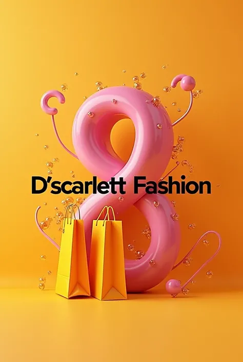 Hazme un logo con este nombre D'scarlettfashion 🛍️ con colores como ross y amarillo y bolsas de tiendas y eso 