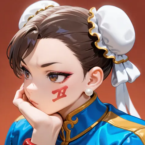 ,1 ,  high resolution,  masterpiece,  better quality,  Chun Li With Blue Clothes Jacket , Chun Li Mascara ,  on the face,  Eyes and Mouth only sample, Chun Li Big Body Sexy Chun Li Street Fighter II MOVIE Animated