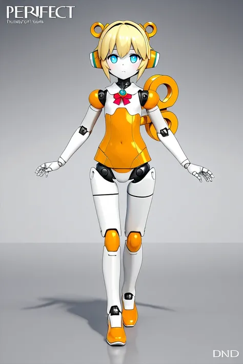 anime style, 1girl, younger female, humanoid robot, doll joints, winding key, mecha musume, perfect hands, 3d, high resolution, high quality, hd,  