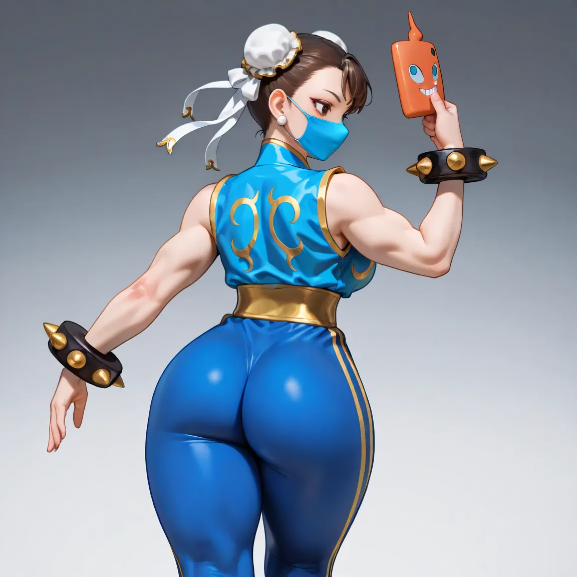 ,1 ,  high resolution,  masterpiece,  better quality, chun li big ass, With mask, Training kung fu, With Moletom Capuz.