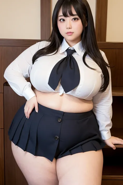 Fat girl,  obese overweight  ,   very fat  , Extra thick Japanese woman has  ,   very fat   hip,   big breast, Thick arms,     Japanese girl, Slim face,   個の非常に big hips があります ,  big hips ,   big stomach,  thick legs,    idol、High school uniform