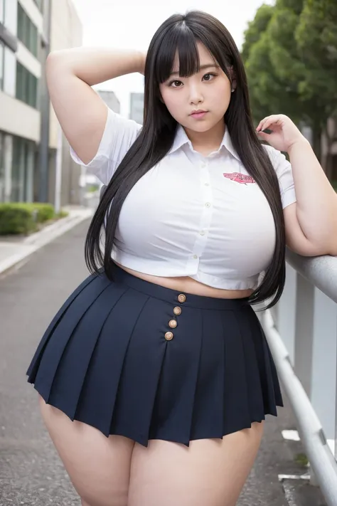 Fat girl,  obese overweight  ,   very fat  , Extra thick Japanese woman has  ,   very fat   hip,   big breast, Thick arms,     Japanese girl, Slim face,   個の非常に big hips があります ,  big hips ,   big stomach,  thick legs,    idol、High school uniform