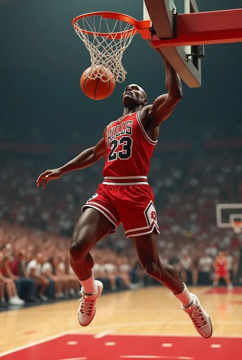 a rookie Michael Jordan detailed physique semi realistic athletic dunk