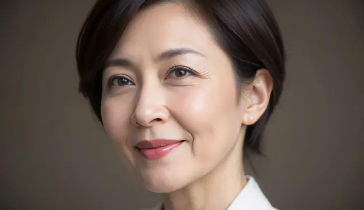 close-up portrait , 52-year-old Japanese woman, fine laugh lines, Hi-Res, masterpiece, top quality, high detail, (formal: 1.4), ( exists: 1.2, 超 existsな: 1.1, by Nomi: 1.37), gentle rose pink makeup , elegant gradient eyeshadow, glossy ...
