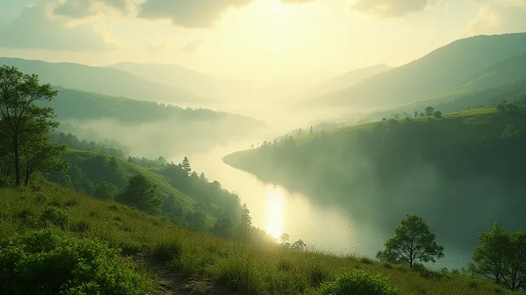 Dynamic photo of a beautiful morning of nature, dynamic photo, realistic cinematic style, 4k ultra HD quality in 3D 