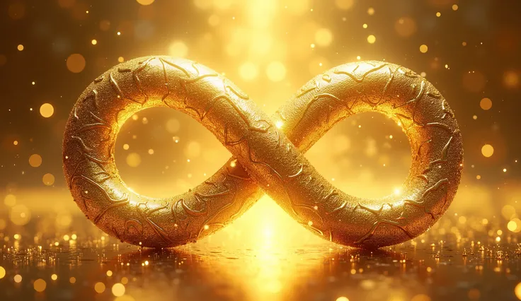 I WANT TO CREATE A GOLDEN INFINITY SYMBOL. IT MUST REPRESENT LUXURY, ALSO A SPIRITUAL ENVIRONMENT. Unlimited abundance