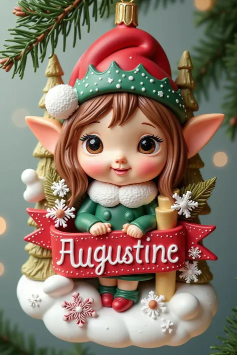 Elf Name Sign Augustine Christmas Ornament 