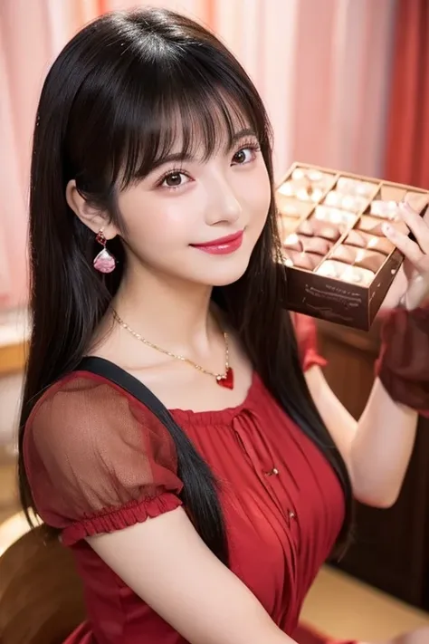                       high image quality                   ,bangs、             black hair、            semi-long、              brown eyes   、  big breast ,             cute comment model figure        、165cm      、20 years old、            cute face、smile、  ...