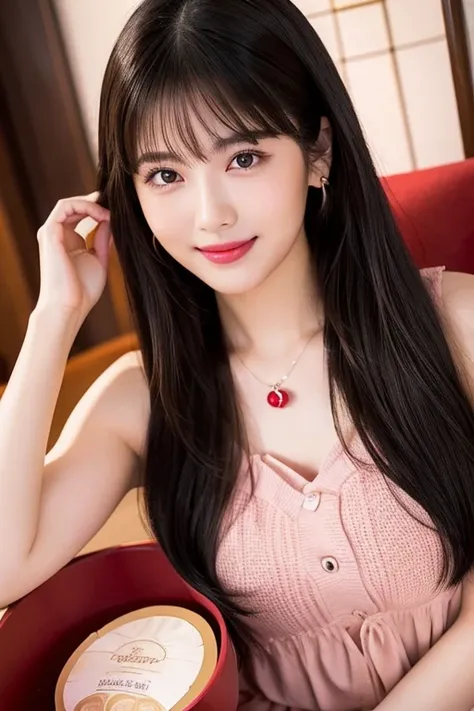                      high definition                   ,bangs、           black hair、           semi-long、             brown eyes   、 Big Breasts ,            cute comments model figure        、165cm      、20 years old、           cute face、smile、           ...