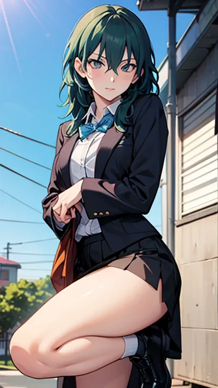 Byleth, sexy, dressed as an anime high school student