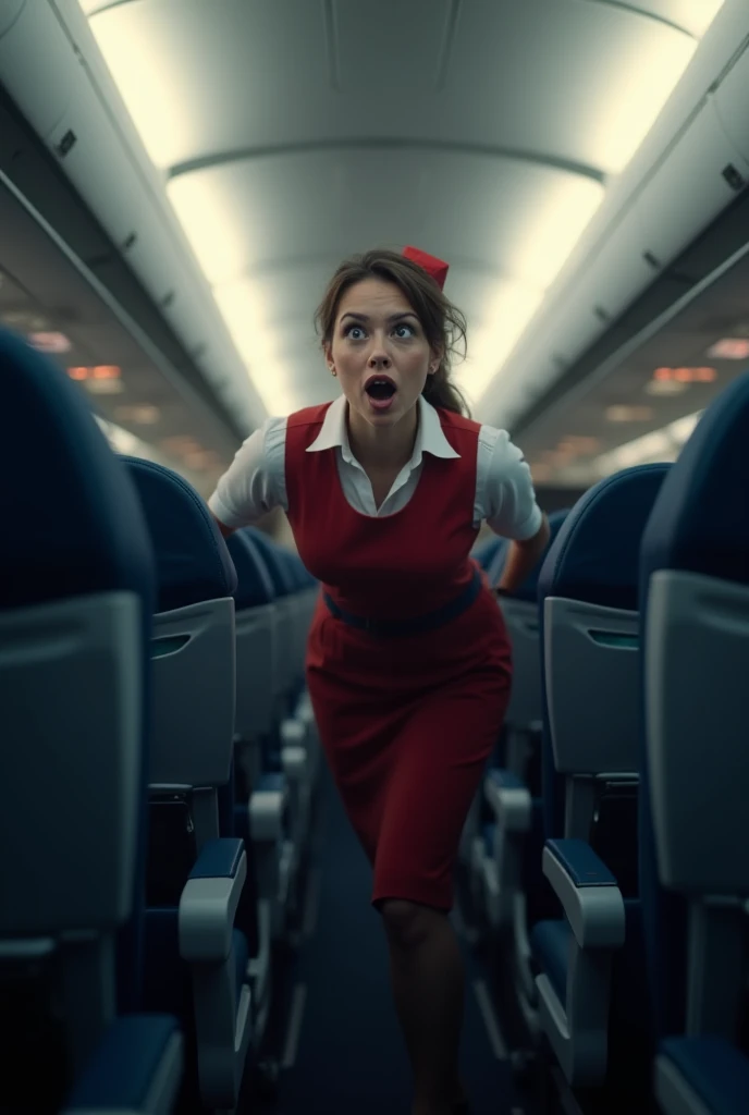 The flight attendant is shocked when she finds an empty seat on the plane