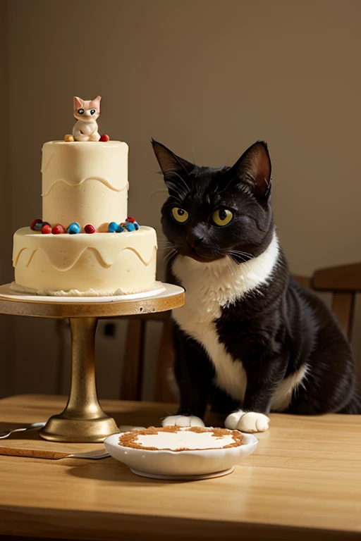 Disney pixar style cat gemoy is making cake
