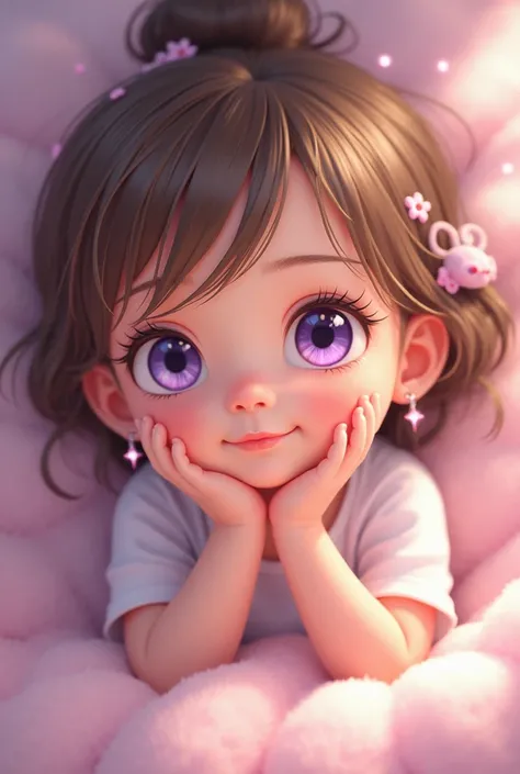 , Baby, Adorable with light brown hair,  violet eyes, pale skin, parts, Very cute and adorable, anime the realistic