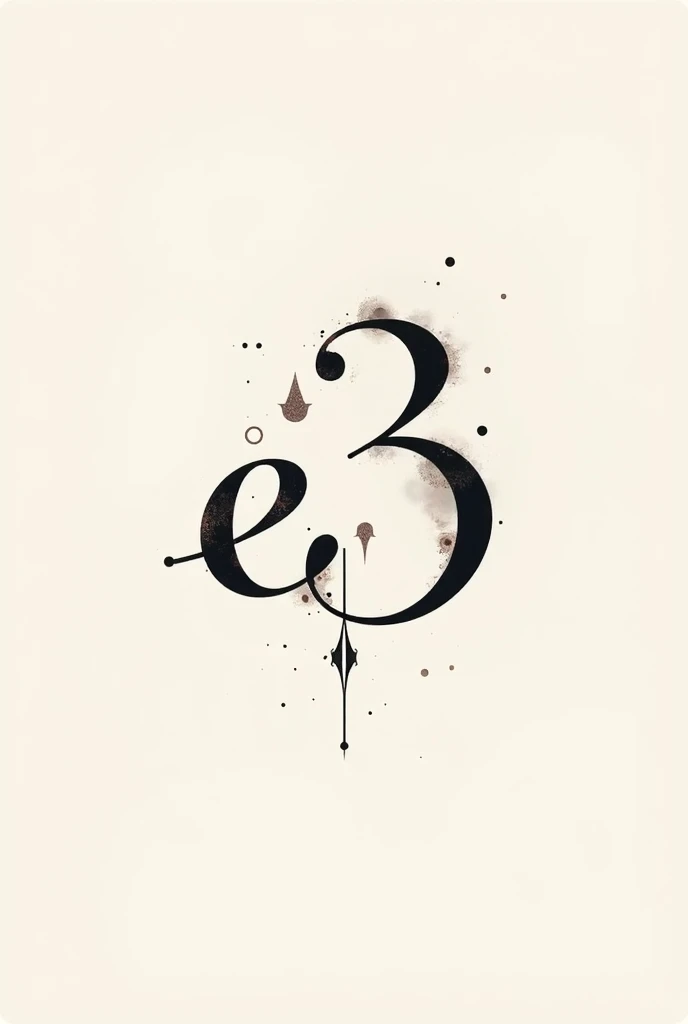  Logo that has a cursive letter E and then a 3, forming  "E to the cube "  a design such as for a tattoo , The letter E must be capitalized 