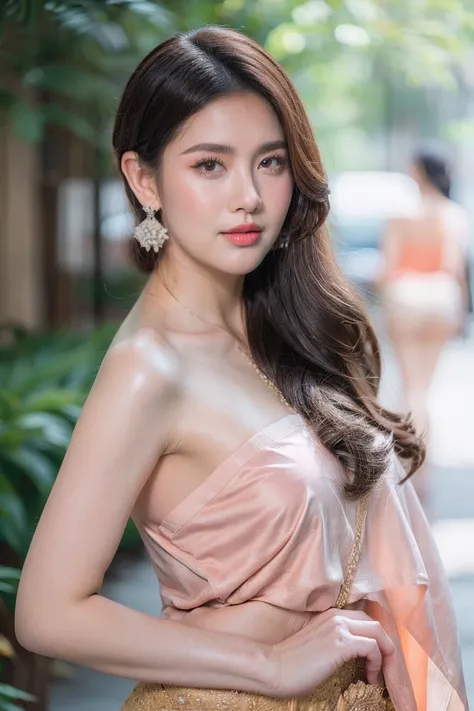 ( Brilliant Work :1.3), (  Curves:1.3), (photography:1.hotorealistic:1.4), (, extremely exquisite :1.3), (ผิวพรรณ sensitive อย่างประณีต), ( Naked : 1.5), dress,  shallow depth of field ,  very high definition, 8k, UHD,  very realistic , perfect anatomy,  b...