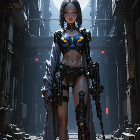 - Main Character, Adult Woman "Barbados", Beautiful, Tall, Long legs, Long hair in a ponytail, Glasses, Body covered in clearly visible colored tattoos.

- Wearing a costume ("Full Sexy Armor").
Chest and Thigh Armor are slightly open.
Futuristic Costume D...