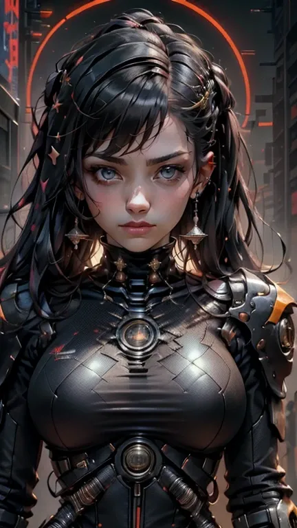 cyberpunk, female, prostitute, revealing clothes, korean,Focus on face and upper body, Must reach to the waist, portrait, ultra high definition, high detail, Factual representation, looking at me, natural standing posture, perfect face, perfect body, Color...