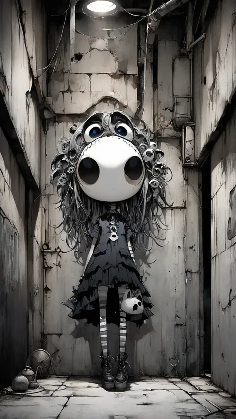  Tim Burton style、2D、 concrete