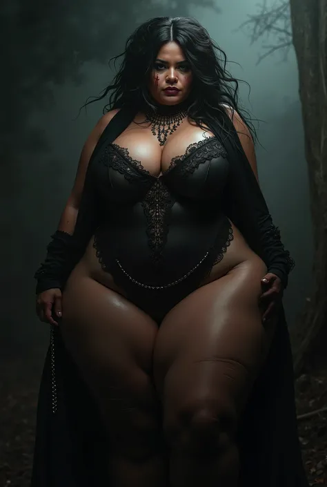 A chichona goth sweaty woman with giant thighs 