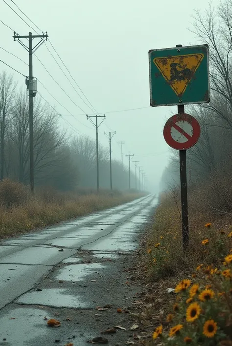 Images of a broken roadsides 