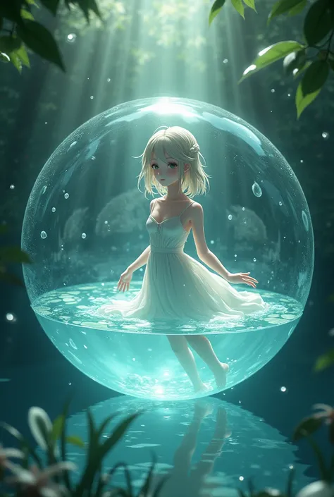 The same but anime style and inside a round encapsulated glass pond