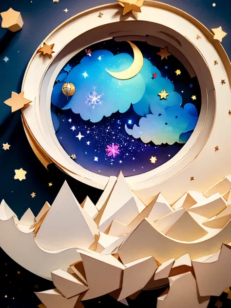 ((( masterpiece))), top quality,  Illustration of ,  null, cloud, star \(  symbol \),1 person,  handsome,   night ,  crescent, star \(null\),   night  null, starry null, Vibrant color scheme, Soft light,(Warm colors:1.2), watercolor,  light background,  to...