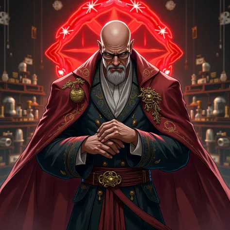  Japanese RPG-style illustrations of powerful and authoritative teachers around the age of 30 , Inspired by wrestlers like The Rock,  Bald Head and No Glasses .  he's intense , Almost Divine Being ,  exudes wisdom and power .  The attire is a mix of noble ...