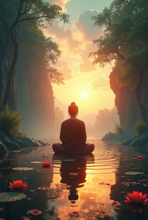 Create a short video about buddhism 4d image soothing sound