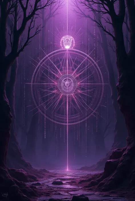 The matrix of fate is a picture with a calculation scheme and a signature in Russian, a matrix of fate in purple tones 