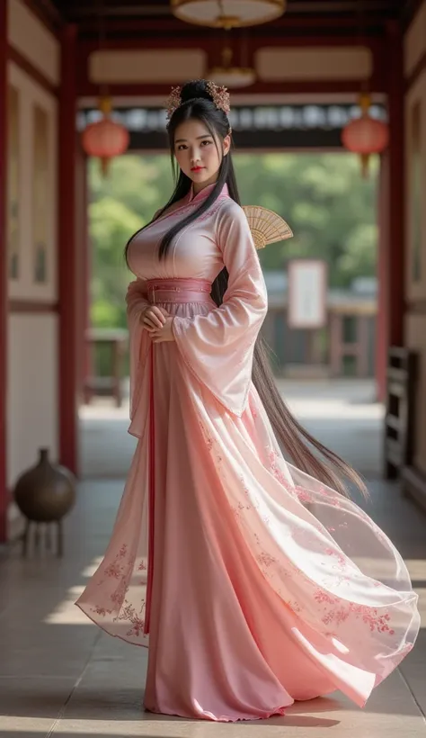 **Prompt:** Imagine a tranquil afternoon in a beautifully preserved Han Dynasty dwelling, where the gentle rustling of silk fabric fills the air and the delicate sound of traditional hanfu clothing whispers stories of the past. Create a hyperrealistic full...