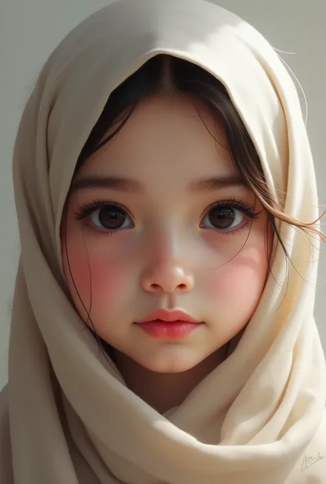 A cute girl with big black eyes wearing hijab