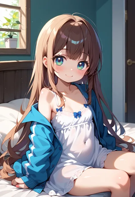 (( top quality)), (( Masterpiece)), (be familiar with),  perfect face ,  indoor, bedroom,  watching viewers,
One woman,  Gamemun Neko ,
開いた口,  ecstatic expression, blush, smile,
 small tits,  file, Young girl,  lori,  s,  girl,
 long hair,  long hair,
 ope...