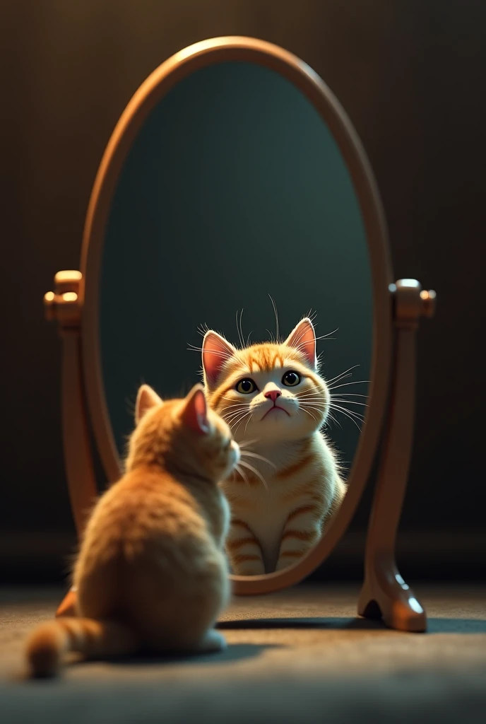 Un chat qui a peur de lui on se regardent dans le miroir 