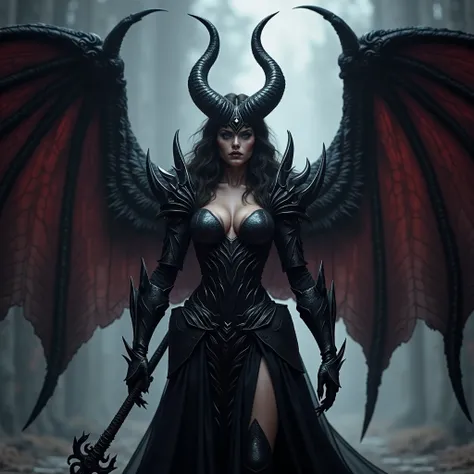 
Demon Demon Woman Dressed in Black Armor, Beautiful Elegant Demon Queen, Dark Queen of Underworld, (very large Demonic Wings: 1.99), Dark Fantasy Style Art, Diablo 4 Lilith, Alena Aenami and Artgerm, Queen of Hell, Fantastic Style Epic, blue eyes, artgerm...