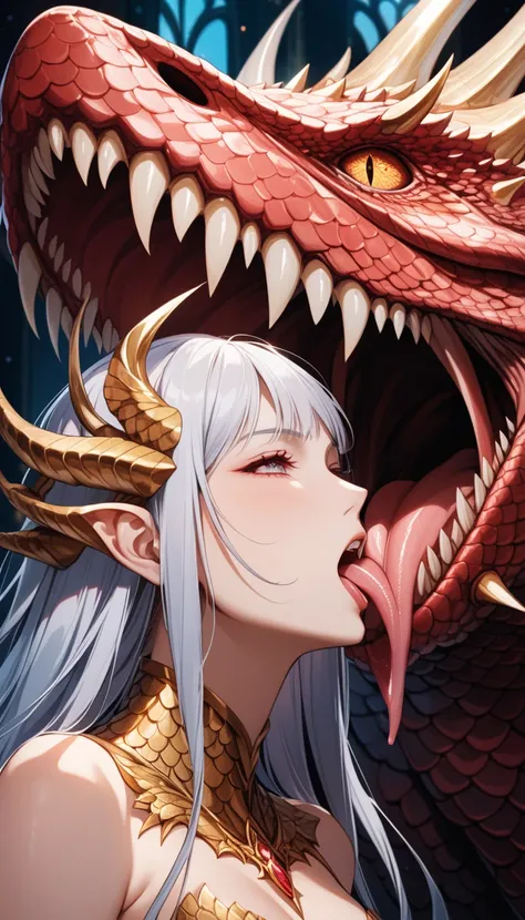 best quality,masterpiece, an extremely delicate and beautiful,extremely detailed ,highres, extremely detailed,depth of field,monster girl,mature woman's face,scales, Long tongue, saliva,Demon runes


