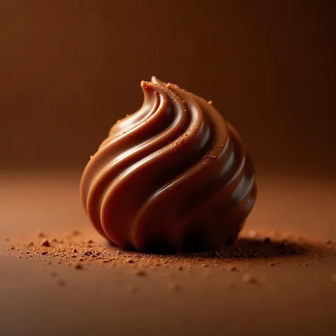 Premium truffle chocolate、 backlit、 ultra high definition image 、Delicious atmosphere、 Simple Design 、 depth of field on the shoulder、