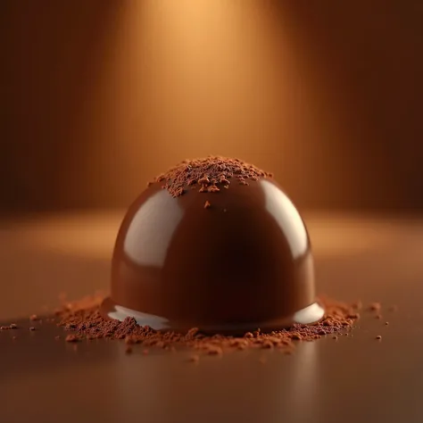 Premium truffle chocolate、 backlit、 ultra high definition image 、Delicious atmosphere、 Simple Design 、 depth of field on the shoulder、