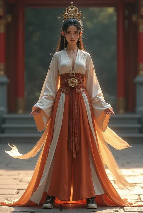 Tiara dragon woman China Kung Fu uniform monk shoes standing body 